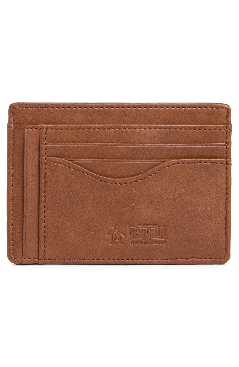 Original Penguin Logo Patch Card Case, Alternate, color, Tan