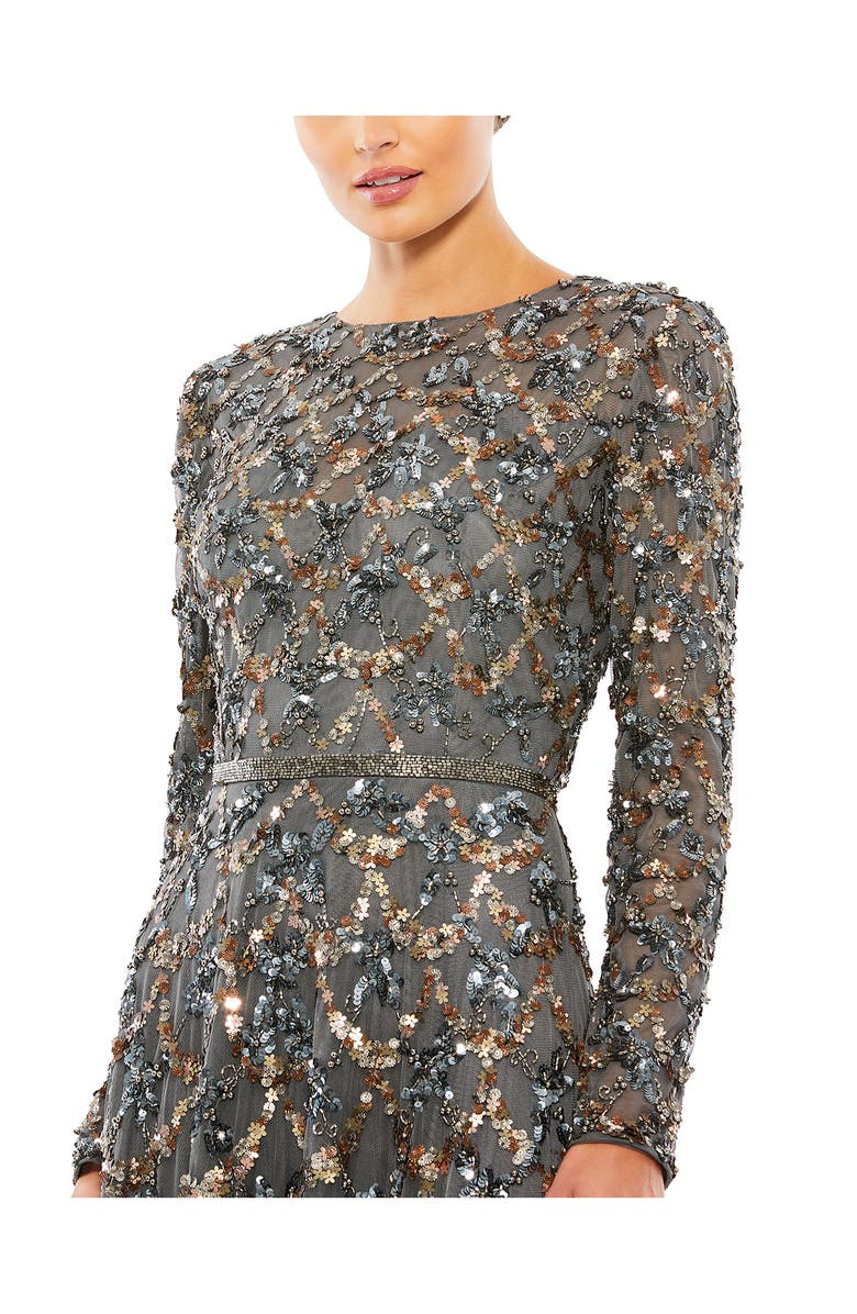 Mac Duggal Beaded Long Sleeve A-Line Gown, Alternate, color,