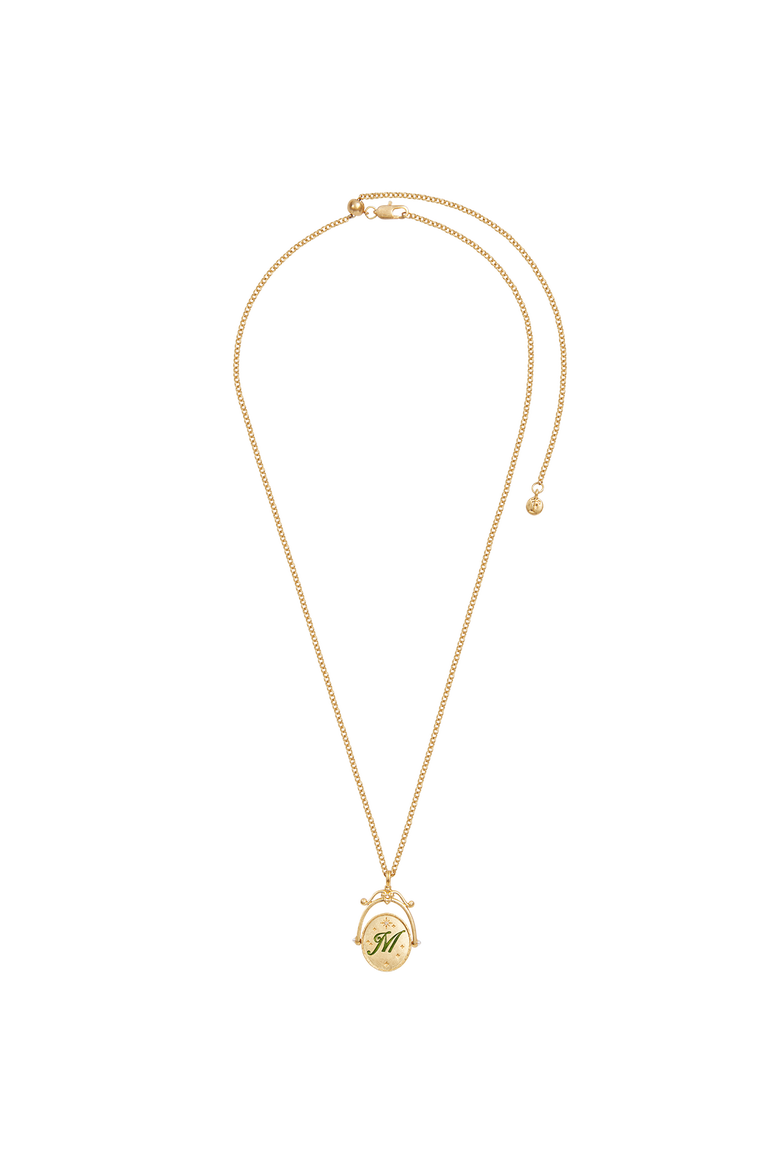 M Initial Magnolia Gold Spinner Chain Necklace, Alternate, color, Gold