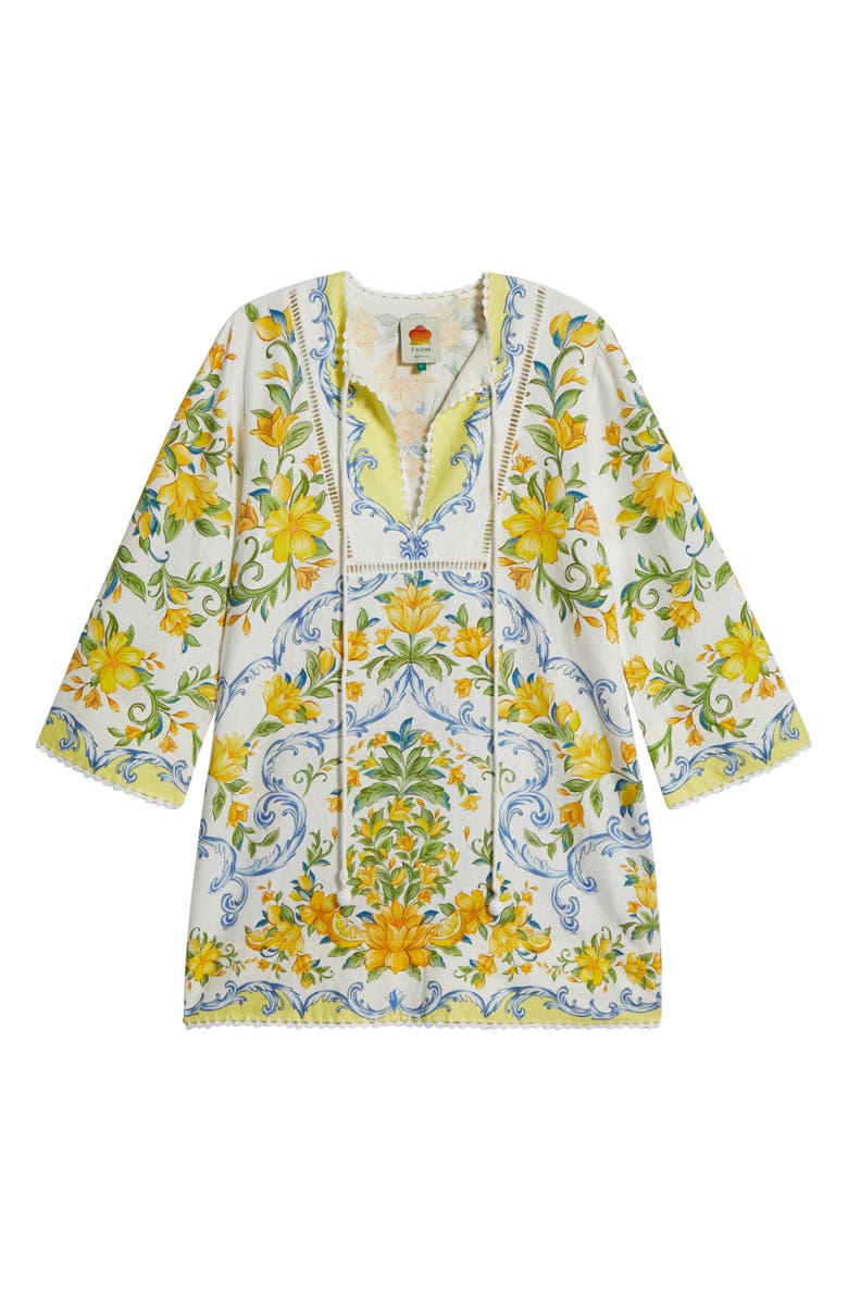 FARM Rio Sicily Floral Linen Blend Cover-Up Minidress, Alternate, color, 