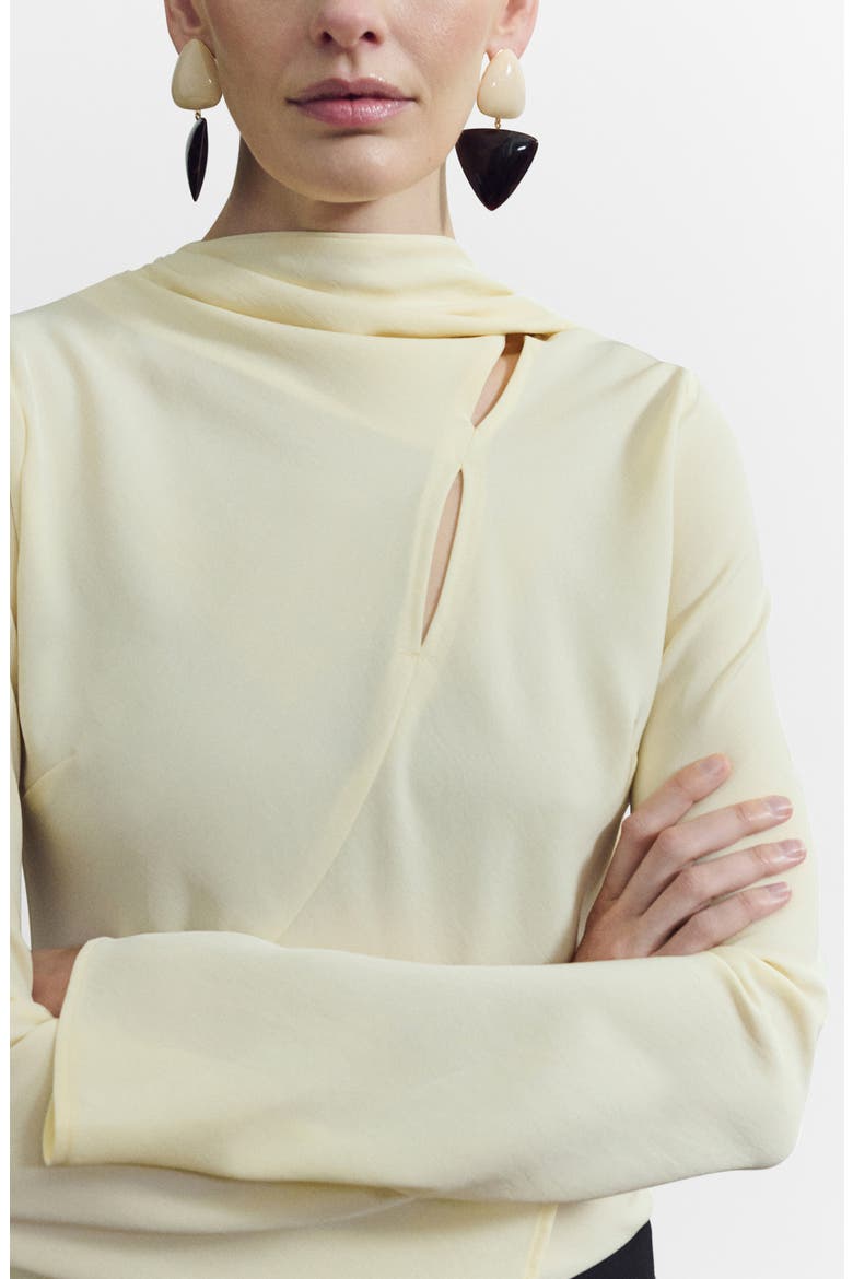 Cutout Seams Scarf Neck Top, Alternate, color, ECRU