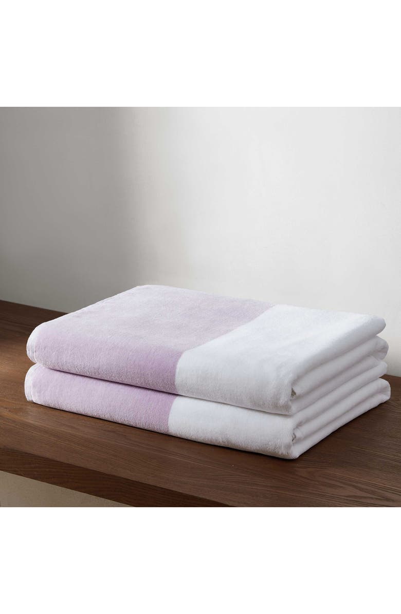 Calvin Klein Poolside Yarn Dye 2-Piece Beach Towel Set, Alternate, color, Purple Haze/ White