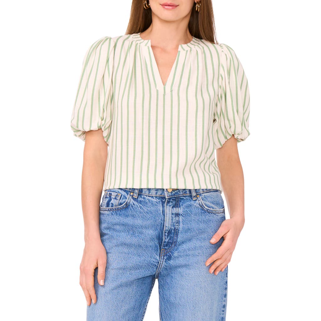 VINCE CAMUTO VINCE CAMUTO STRIPE PUFF SLEEVE TOP