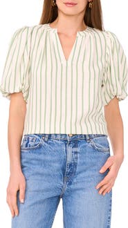 Vince Camuto Stripe Puff Sleeve Top