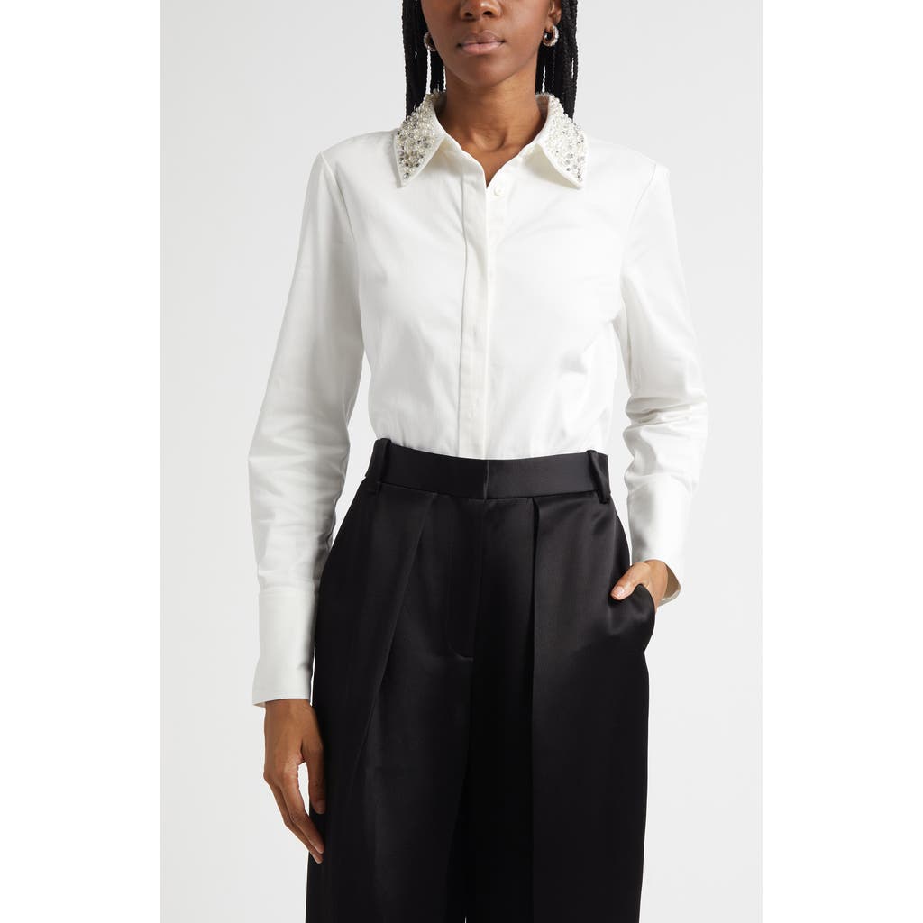 Ramy Brook Wendy Beaded Collar Shirt In White