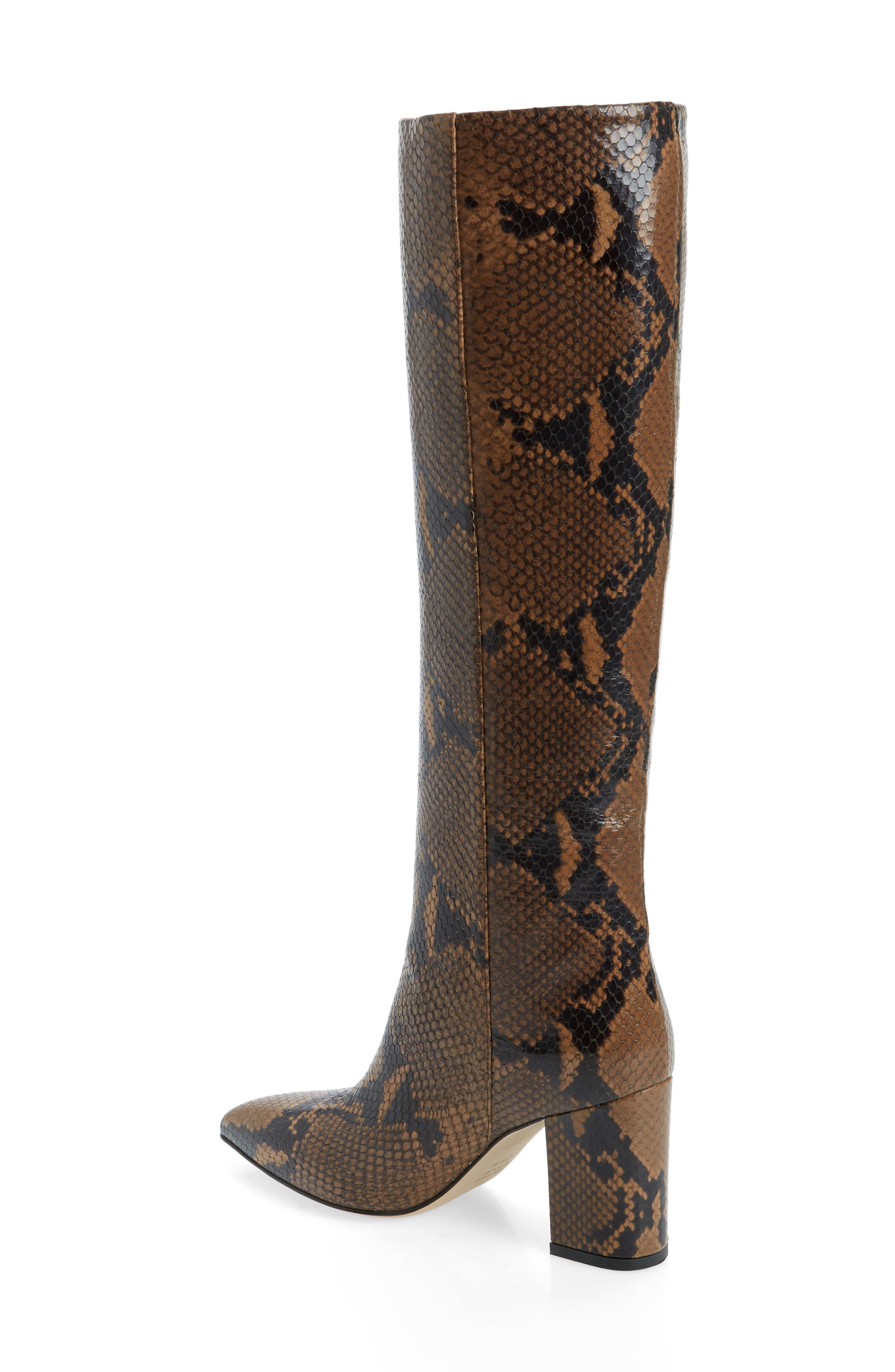 Python Embossed Knee High Boots, Alternate, color, CAMEL