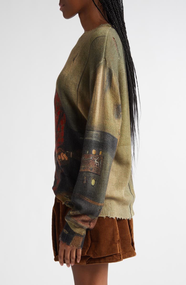 R13 Art Print Cashmere Sweater, Alternate, color,