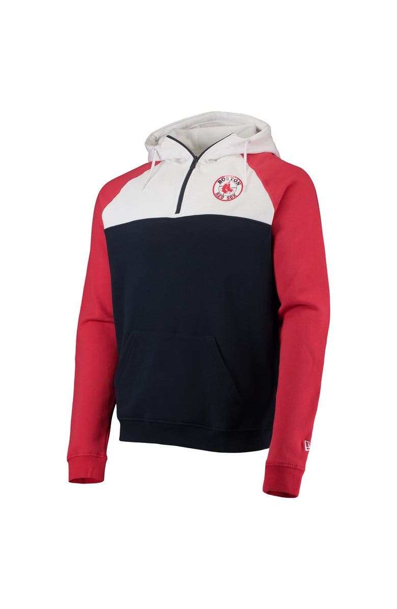 New Era Men's New Era Navy/White Boston Red Sox Cooperstown Collection Quarter-Zip Hoodie Jacket, Alternate, color, 