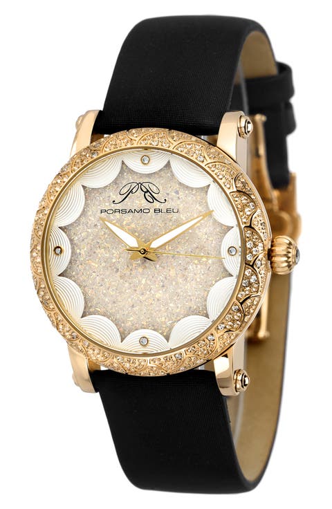 Women's Genenieve Leather Strap Watch, 38mm