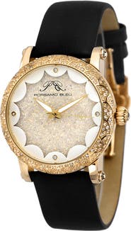 PORSAMO BLEU Women's Genenieve Leather Strap Watch, 38mm