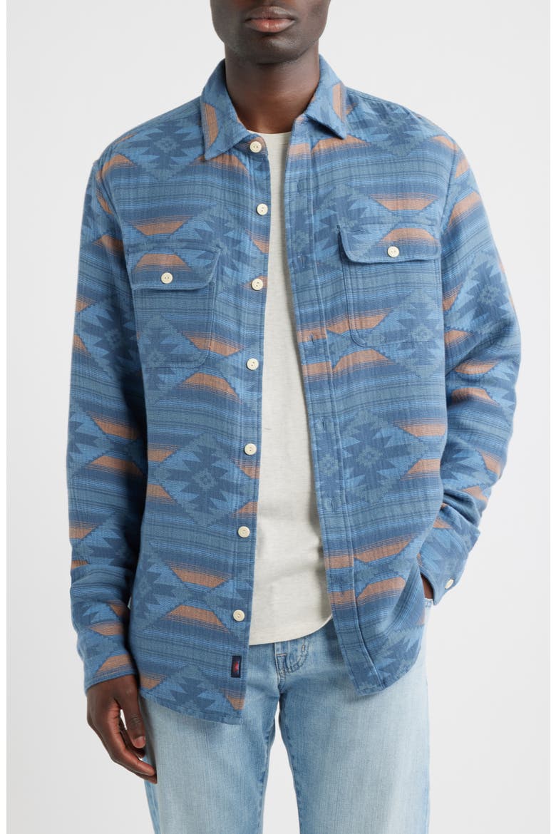 x Doug Good Feather Canyon Organic Cotton Overshirt, Main, color, BLUE WESTERN RANGE