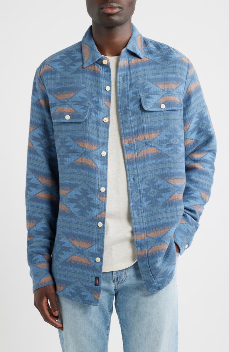 Faherty x Doug Good Feather Canyon Organic Cotton Overshirt, Main, color, Blue Western Range
