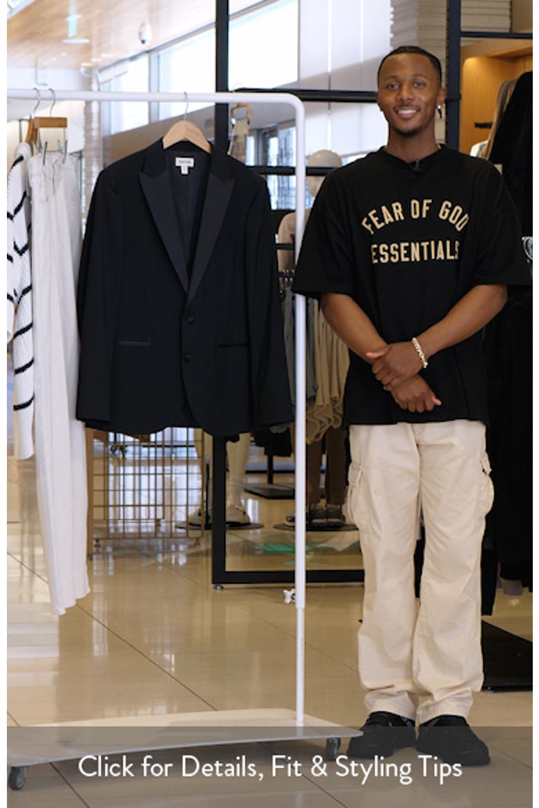 Black Peaked Lapel Stretch Wool Blend Tuxedo Jacket video