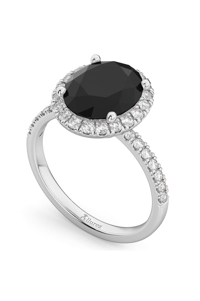 Oval Black Diamond & Diamond Engagement Ring 14K, Alternate, color, 3.51ct/White Gold