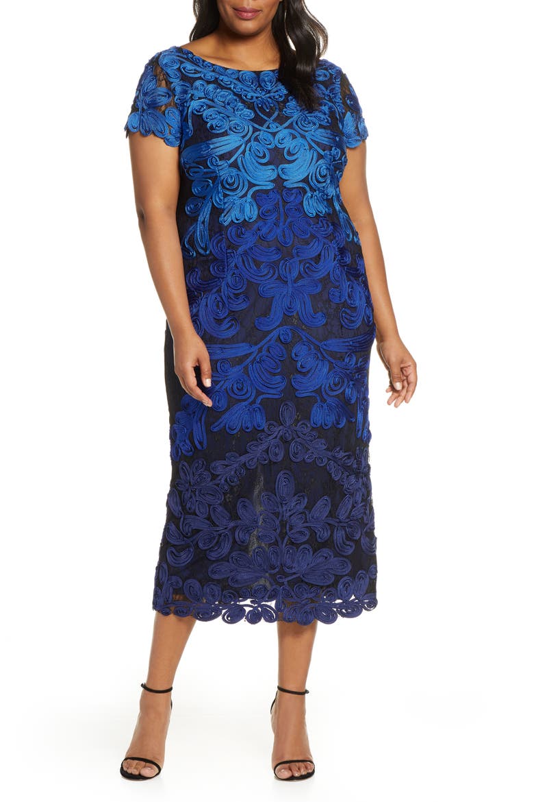 Soutache Midi Dress, Alternate, color, ROYAL NAVY