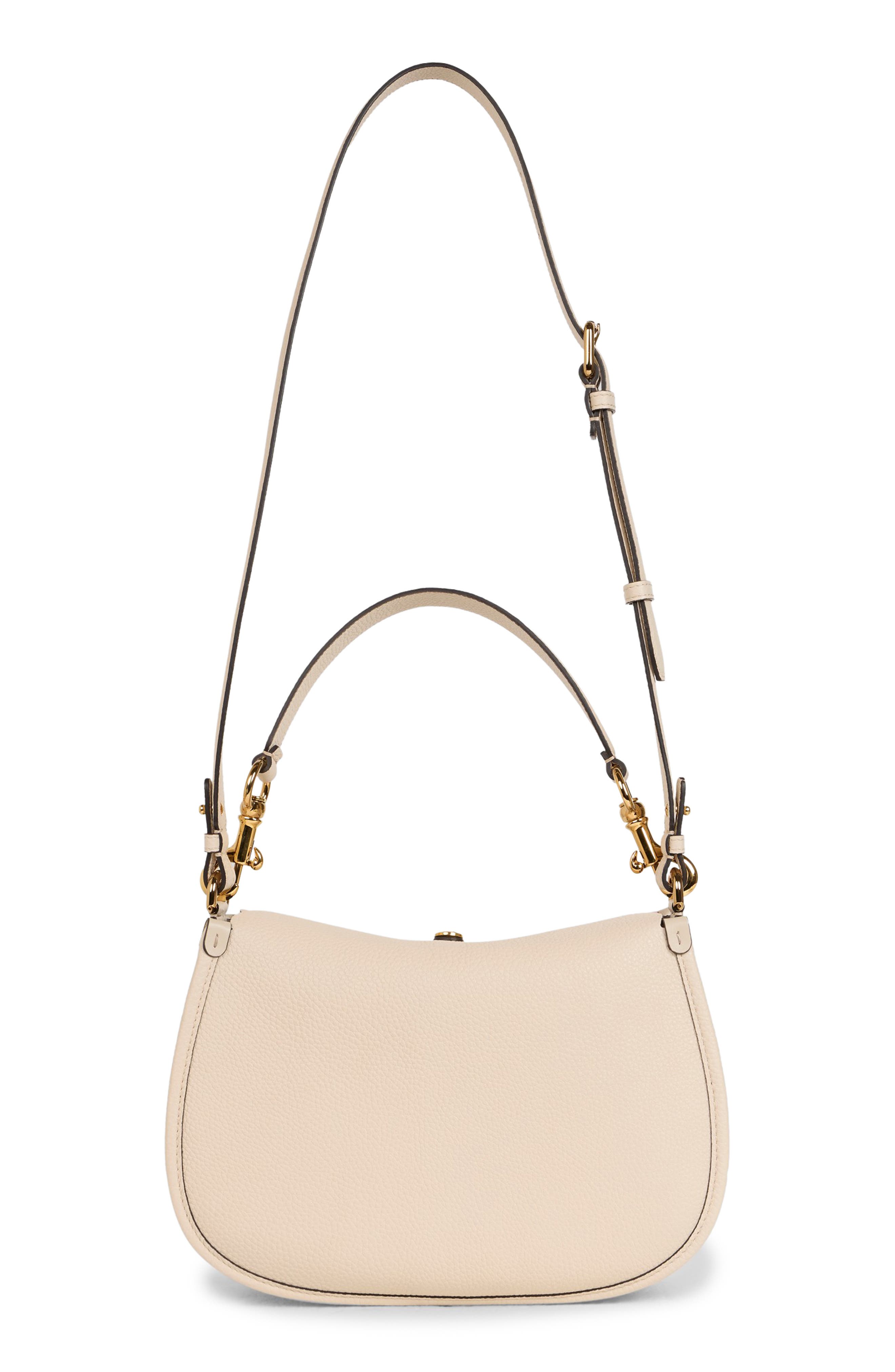 Etro Medium Tumbled Leather Crossbody Pony Bag, Alternate, color, Ivory