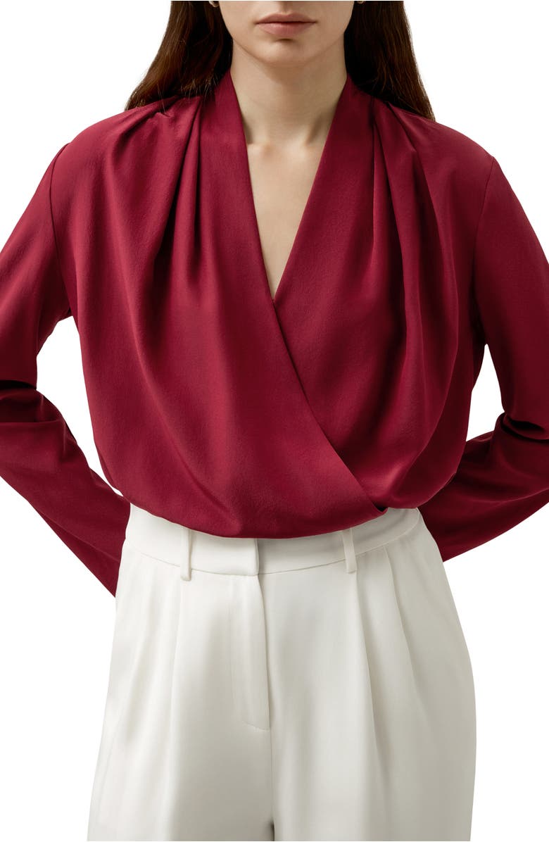 Lilysilk Women's Silk Crêpe de Chine Long Sleeve Blouse, Main, color, Cherry Red