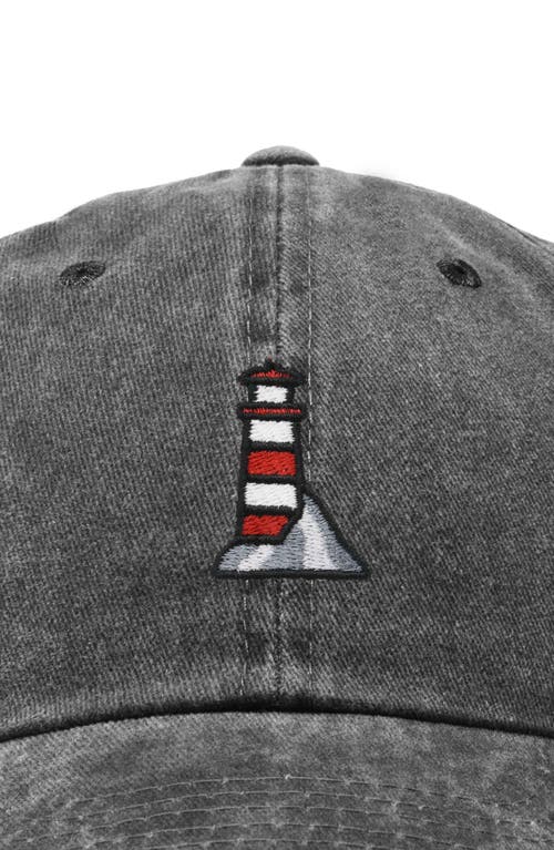 Dalix Lighthouse Embroidered Dad Hat In Washed Black