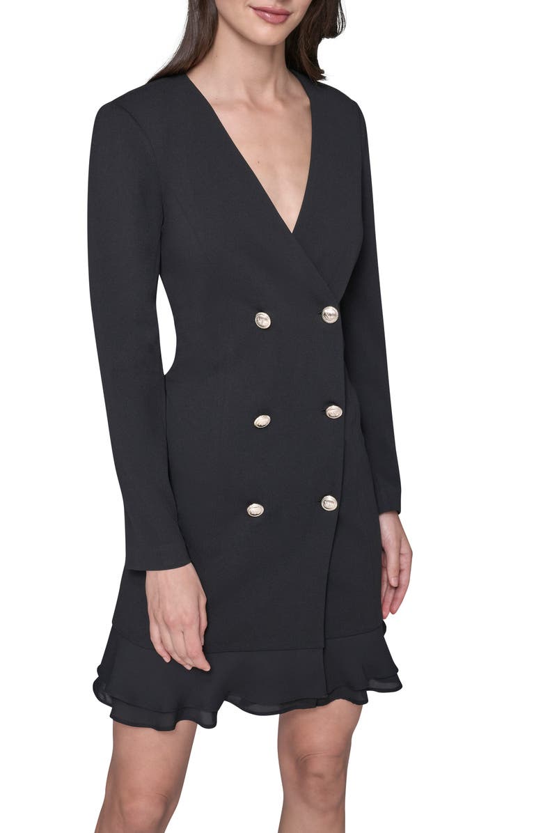 KARL LAGERFELD PARIS Ruffle Hem Scuba Crepe Dress, Alternate, color, Black