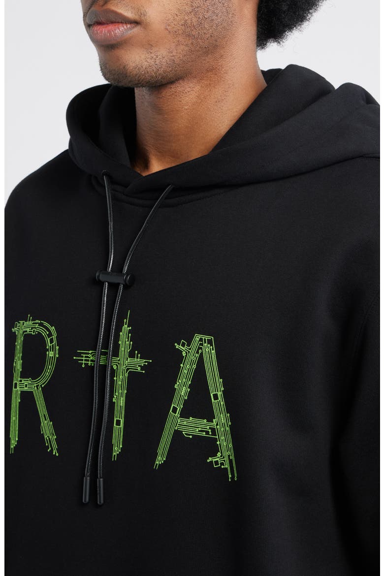Dion Oversize Black Circuit Logo Cotton Hoodie, Alternate, color, BLACK CIRCUIT