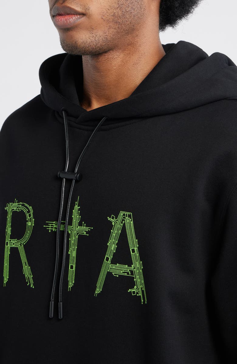 RtA Dion Oversize Black Circuit Logo Cotton Hoodie, Alternate, color, Black Circuit