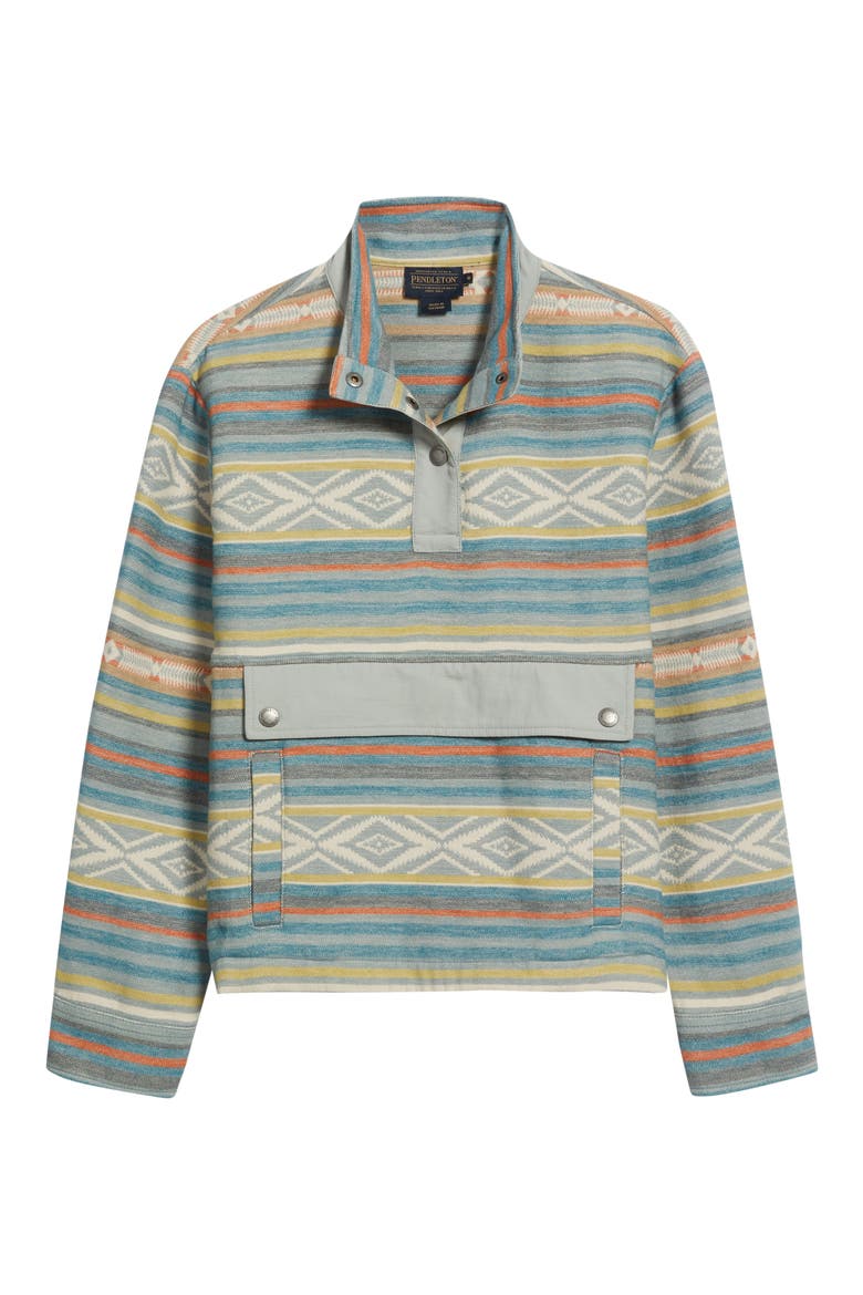 Double Soft Half Snap Top, Alternate, color, TEAL MULTI STRIPE