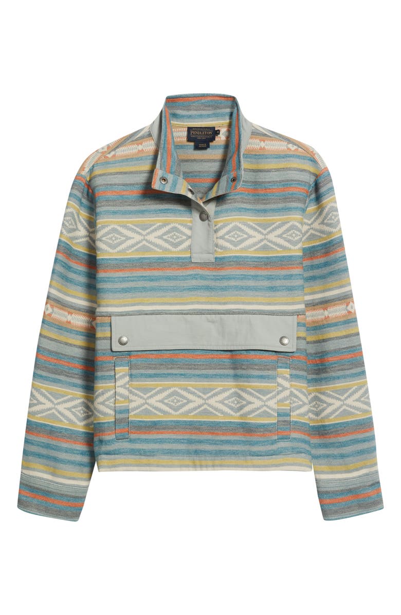 Pendleton Double Soft Half Snap Top, Alternate, color, Teal Multi Stripe