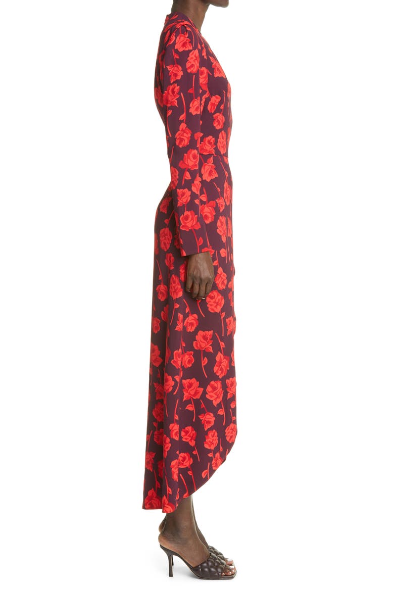 Floral Print Long Sleeve Dress, Alternate, color, AUBERGINE