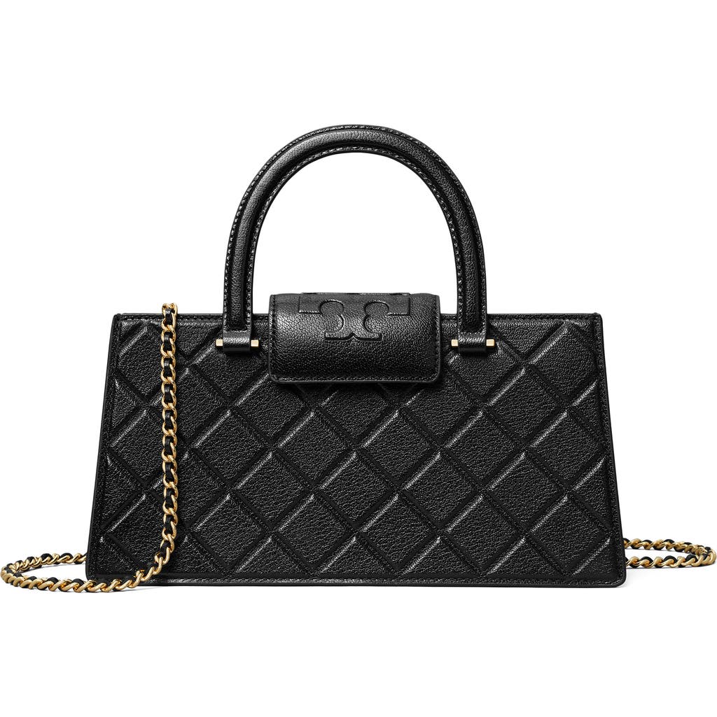 Tory Burch Fleming Top Handle Leather Satchel In Black