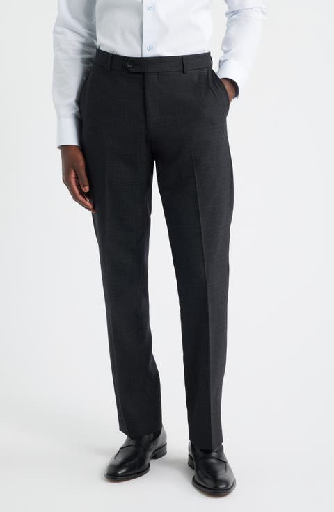 Saxony Thatch Weave Wool Blend Dress Pants