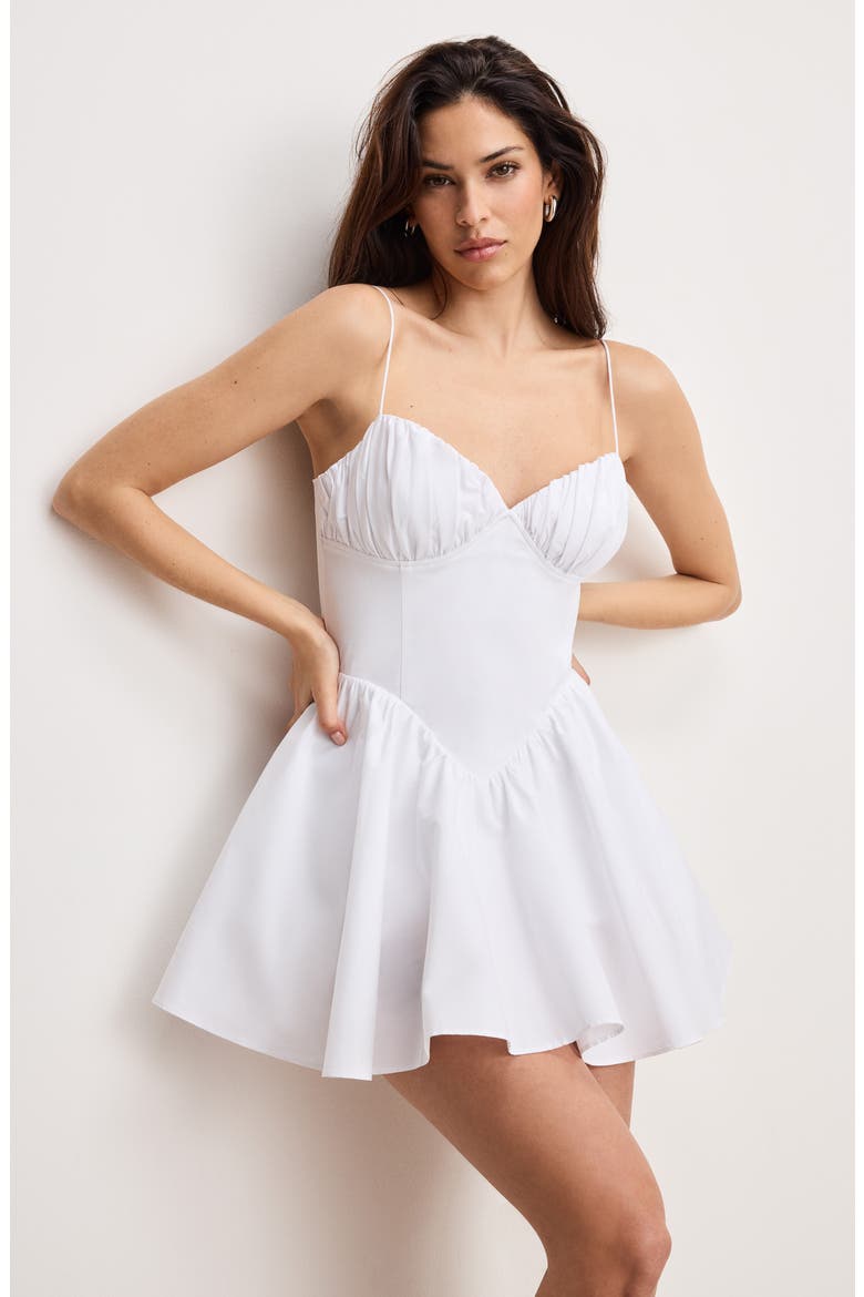 Corset Poplin Minidress, Alternate, color, WHITE001