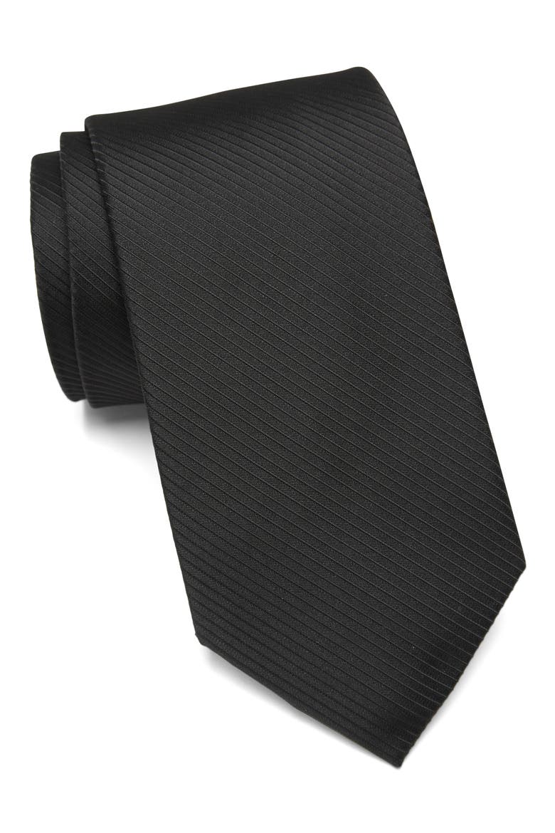 King Cord Solid Tie, Main, color, BLACK