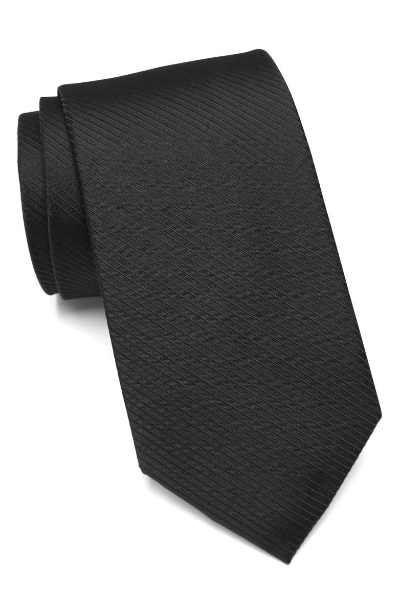 Calvin Klein King Cord Solid Tie, Main, color, Black