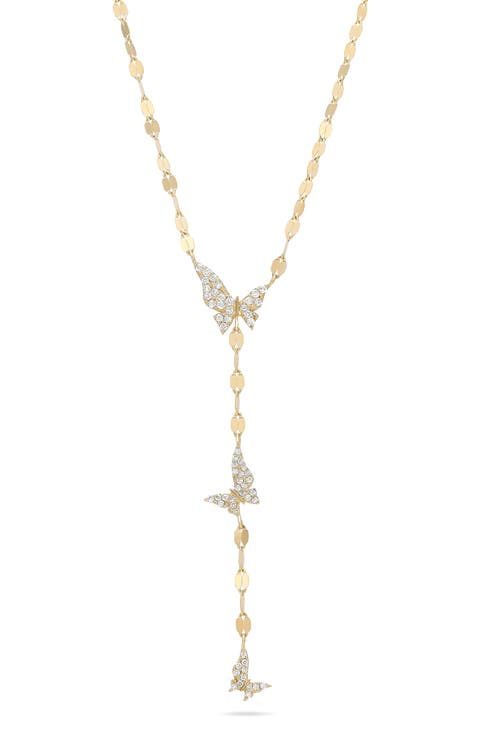 14K Gold Butterfly Y-Necklace