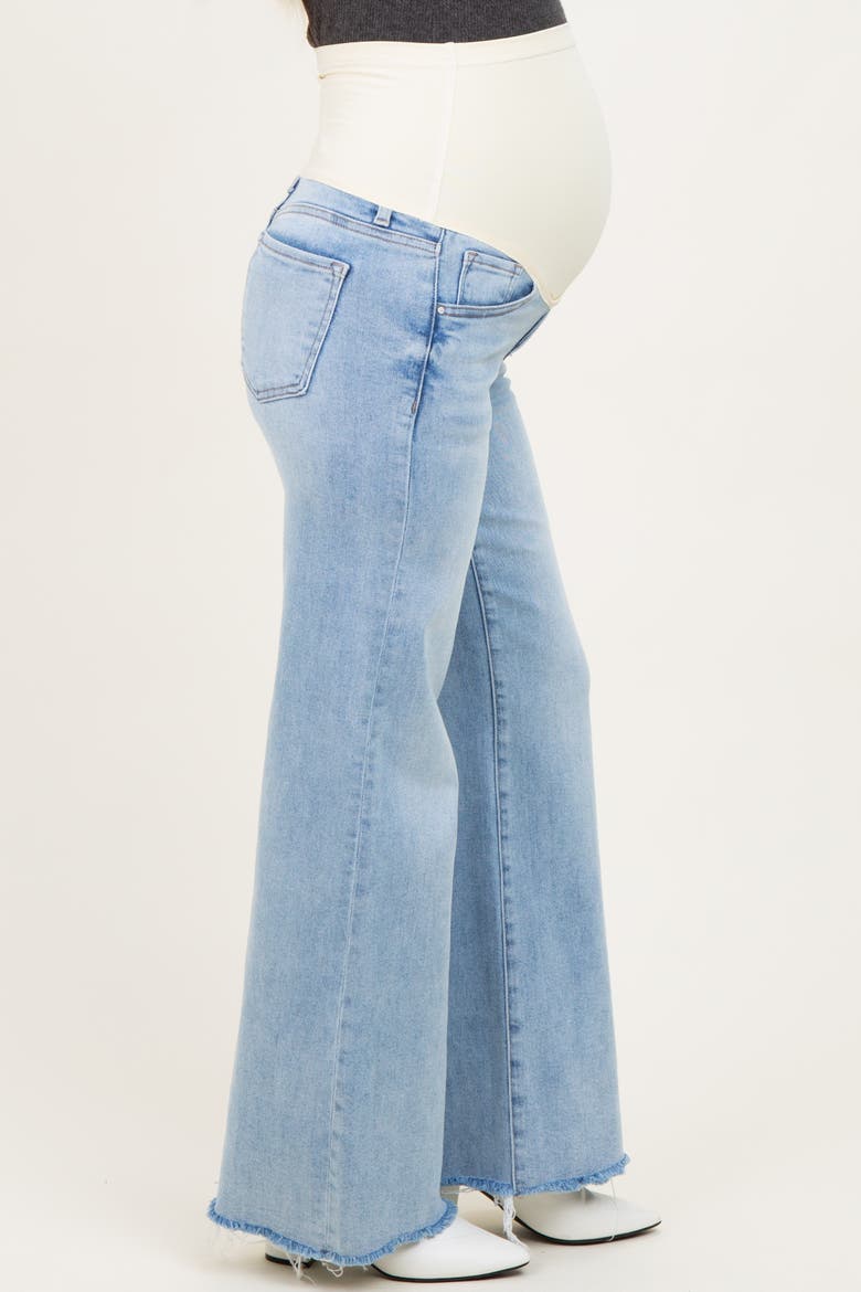 Low Rise Wide Leg Raw Cut Hem Maternity Jeans, Alternate, color, Light Blue
