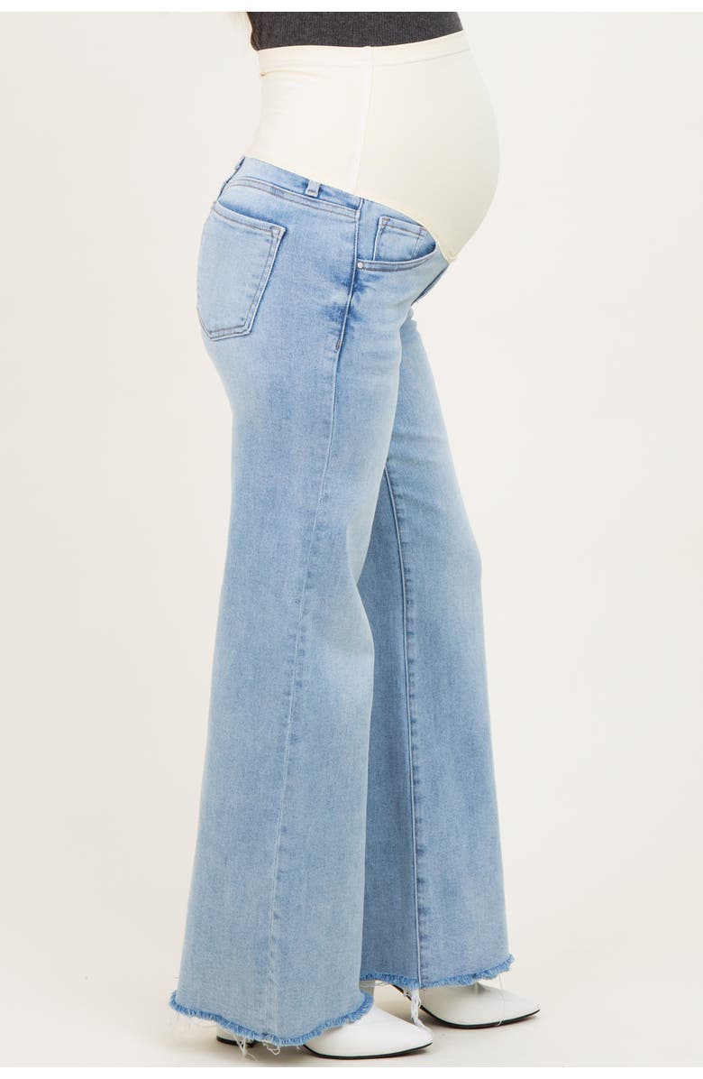 PinkBlush Low Rise Wide Leg Raw Cut Hem Maternity Jeans, Alternate, color, Light Blue