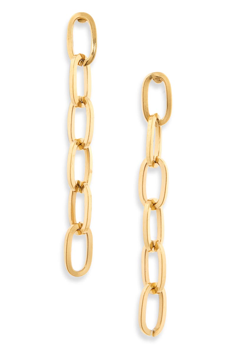 Paper Clip Chain Waterproof Drop Earrings, Main, color, GOLD