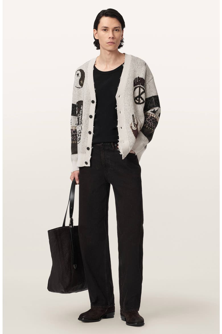 Bram Distressed Cotton Cardigan, Alternate, color, ECRU WHITE