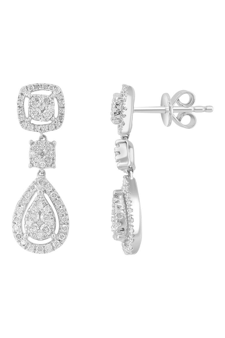 Sterling Silver Pavé Diamond Drop Earrings, Alternate, color, SILVER