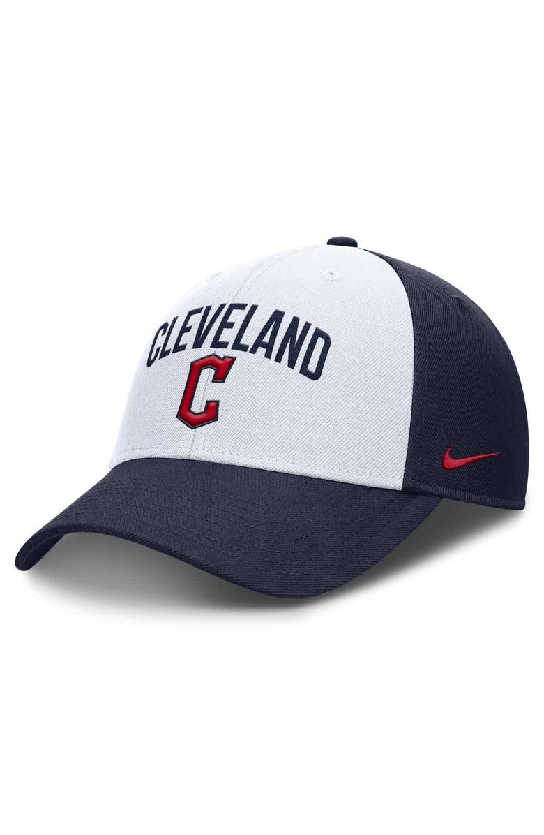 Nike Men's Nike White/Navy Cleveland Guardians Club Performance Adjustable Hat, Main, color, 