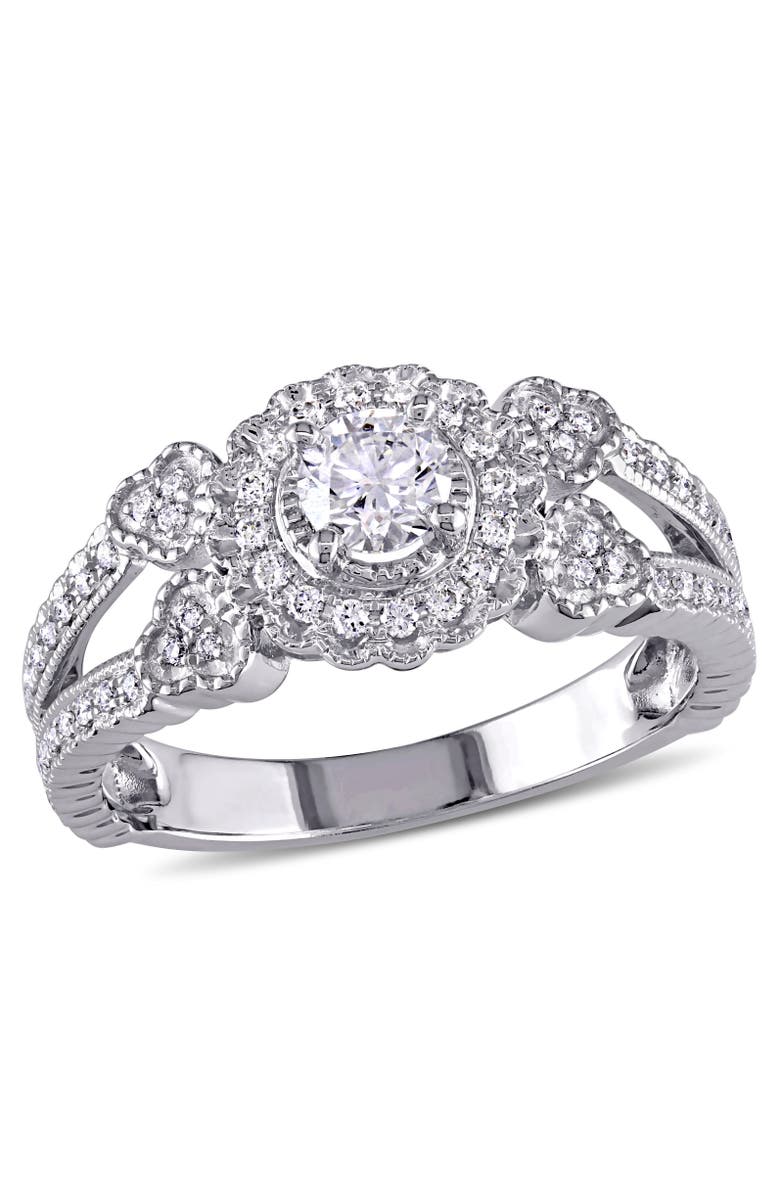 Julianna B. Diamond Split Shank Engagement Ring 14k, Main, color, 14K White Gold