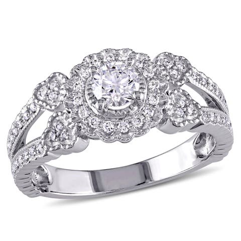 Diamond Split Shank Engagement Ring 14k