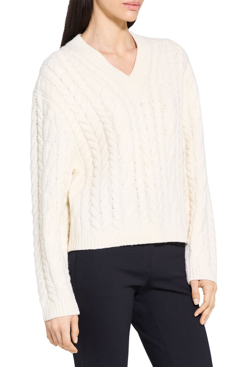 Theory Wool & Cashmere Cable Sweater, Alternate, color, Ivory - C05