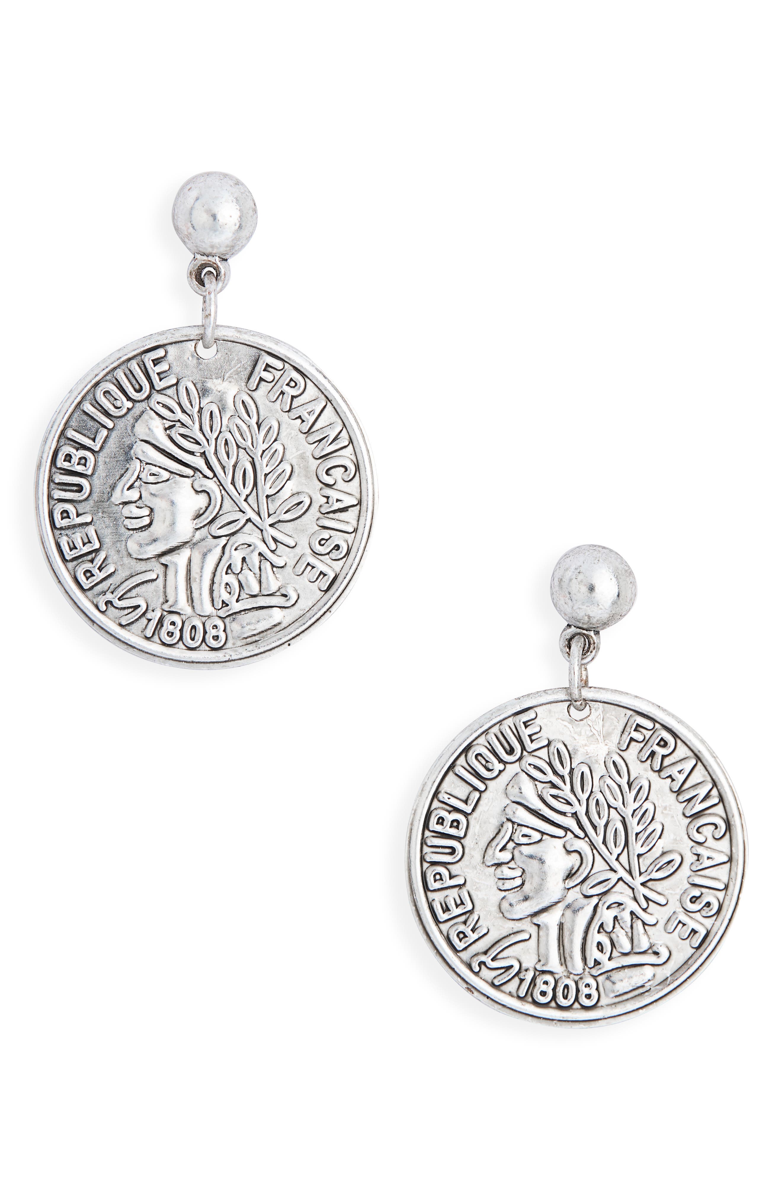 Karine Sultan French Coin Drop Earrings