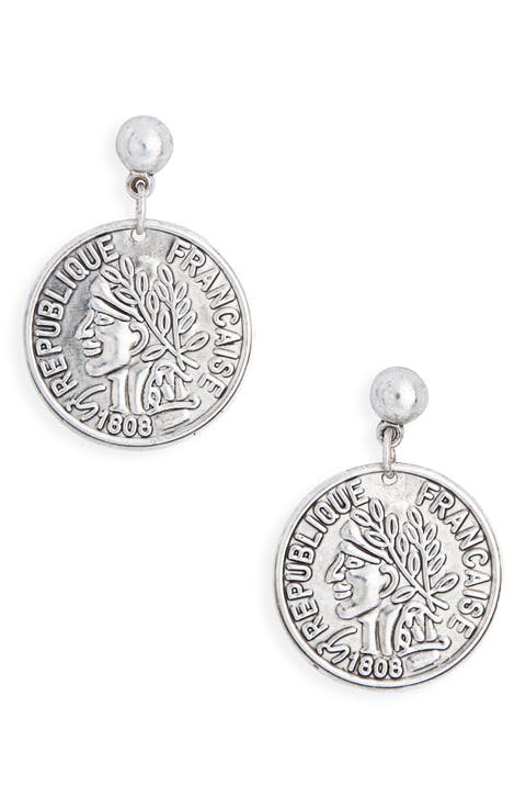 French Coin Drop Earrings