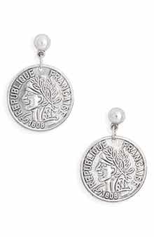 Karine Sultan French Coin Drop Earrings