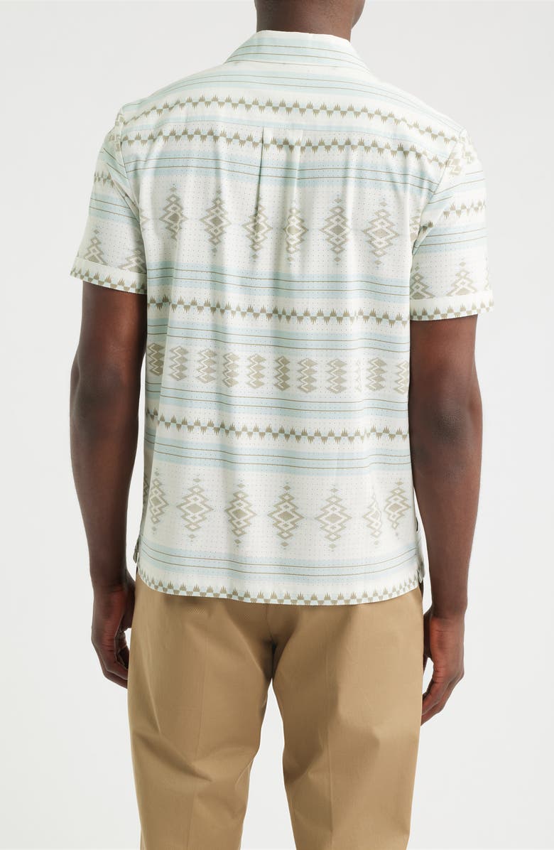 DARK SEAS Palmetto Geo Pattern Cotton Camp Shirt, Alternate, color, Off-White/ Blue