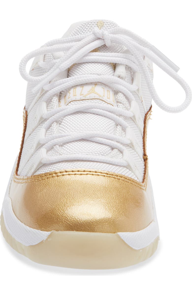 Jordan Kids' Jordan 11 Retro Low Basketball Sneaker, Alternate, color, White/ Gold