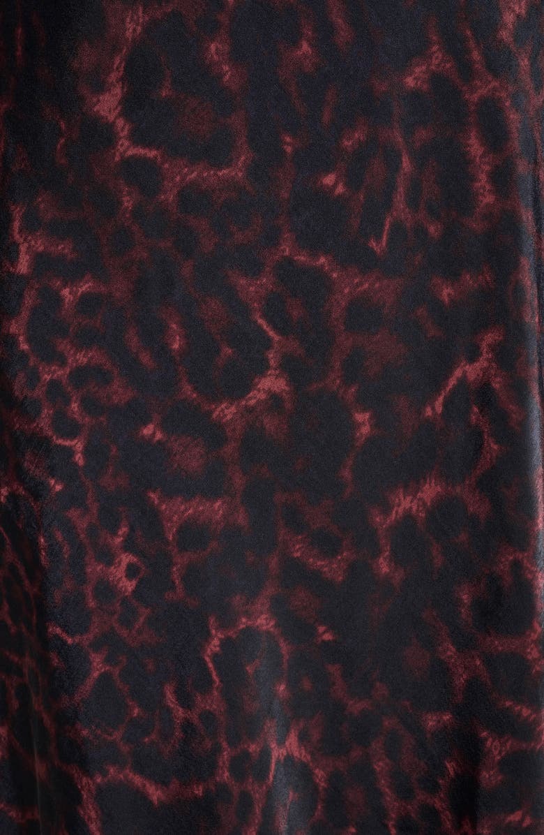 DKNY Faux Leather Mixed Media Midi Dress, Alternate, color, Merlot Cheetah