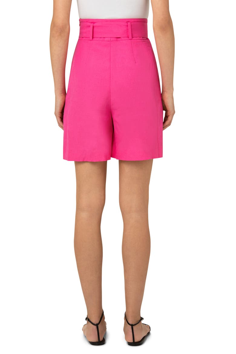 High Waist Belted Shorts, Alternate, color, HOT PINK